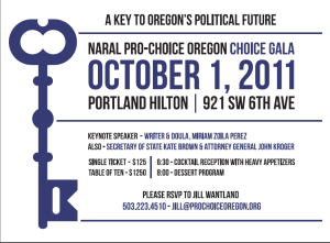 Invitation to NARAL Gala on October 1st
